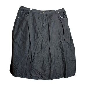 Roamans Cotton Denim Midi Skirt Woman's Size 24 Black NWOT